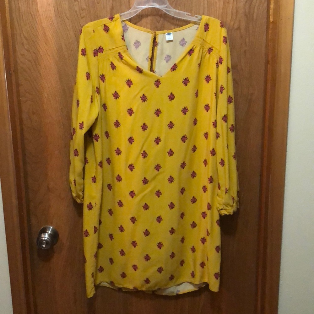 Yellow flower print dress